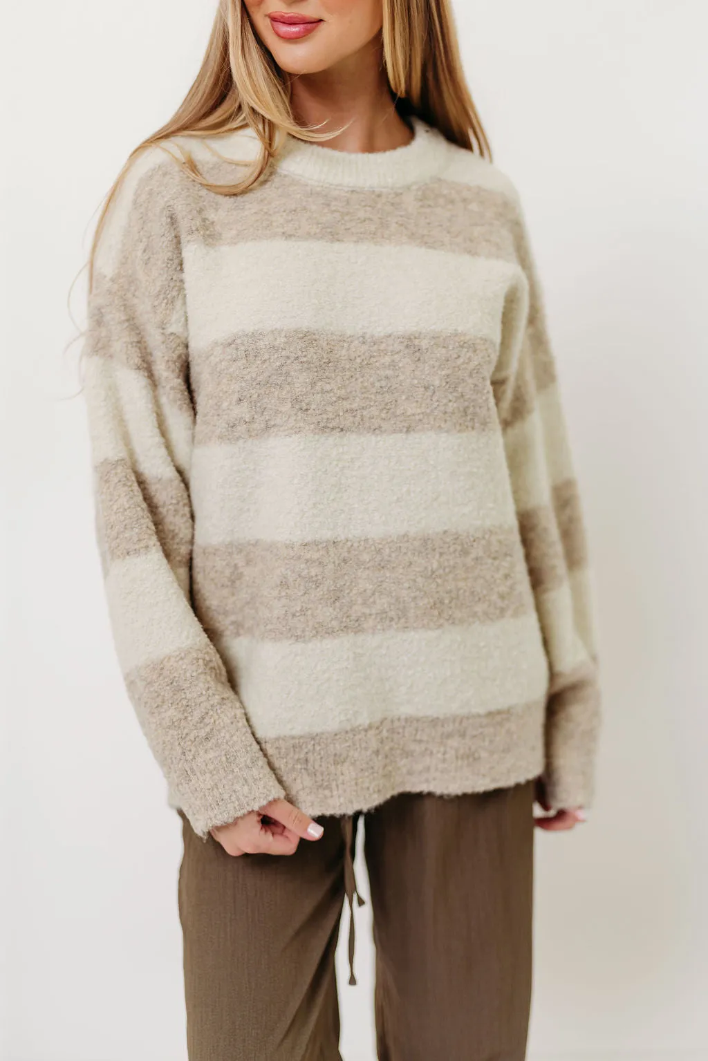 Weekend Classic Sustainable Material Hollis Textured Sweater in Cream Taupe
