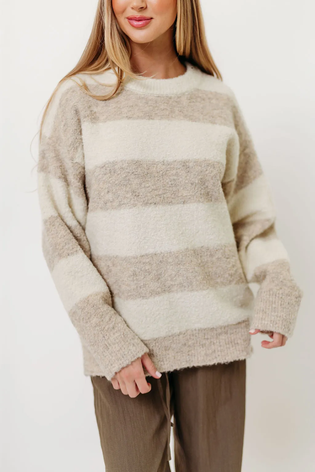 Hollis Textured Sweater in Cream Taupe Seasonal Warmth