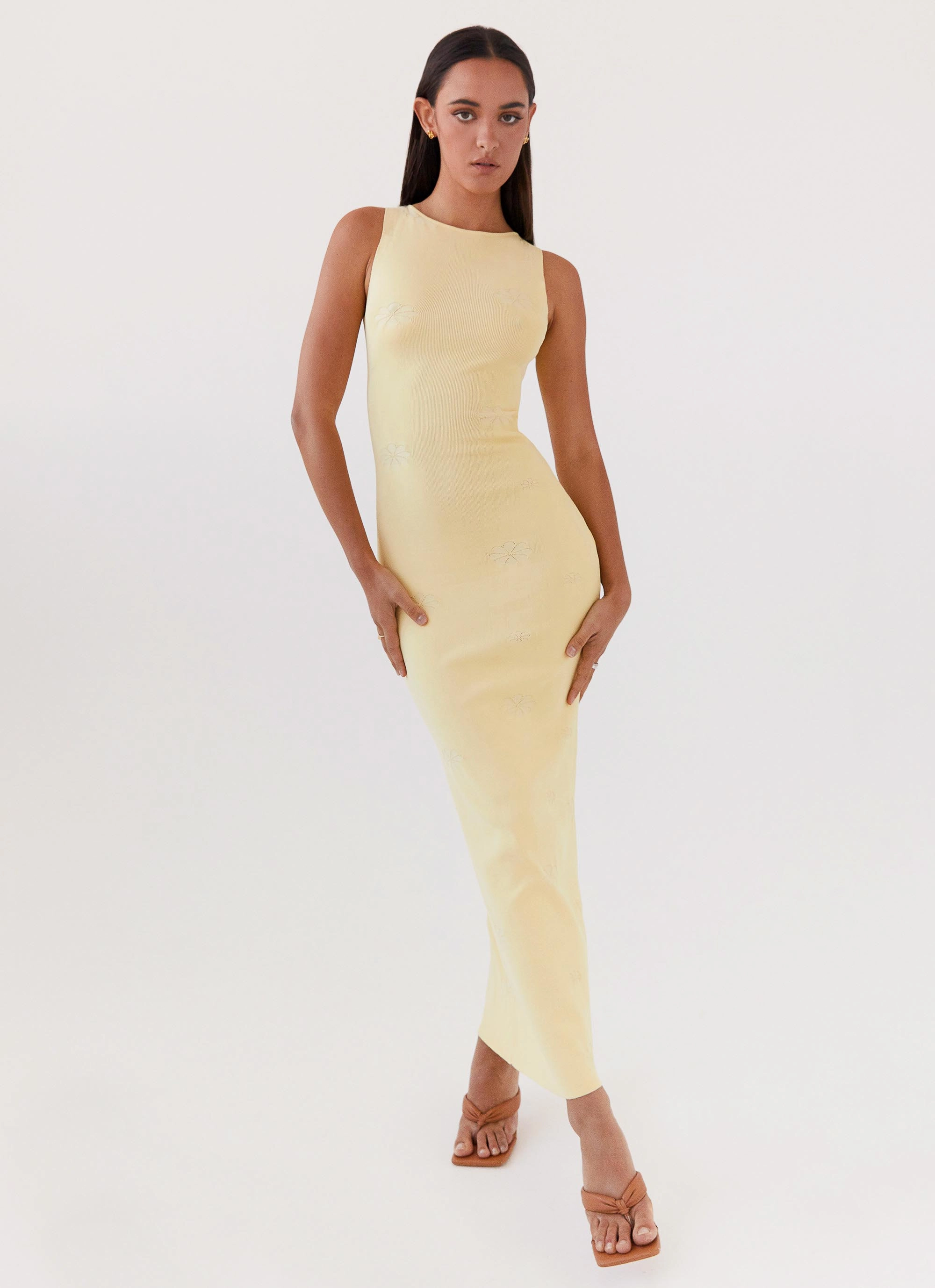 Vibrant Light Holly Knit Maxi Dress - Yellow