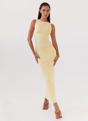 Vibrant Light Holly Knit Maxi Dress - Yellow