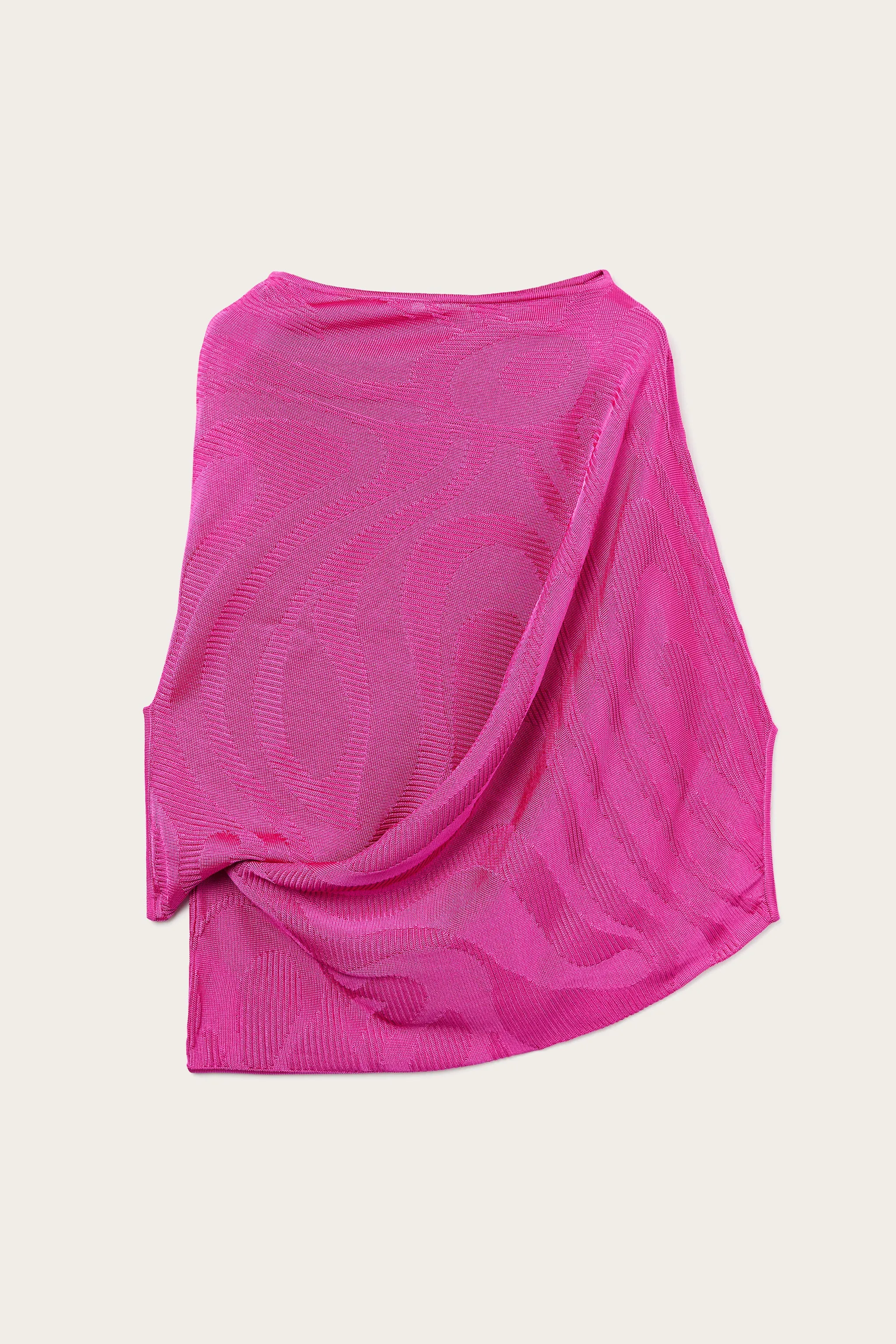 Eco-Friendly Fabric Work From Home Asymmetrical Draped Top In Marmo Texture