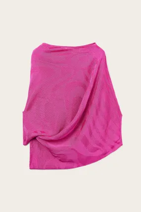 Eco-Friendly Fabric Work From Home Asymmetrical Draped Top In Marmo Texture