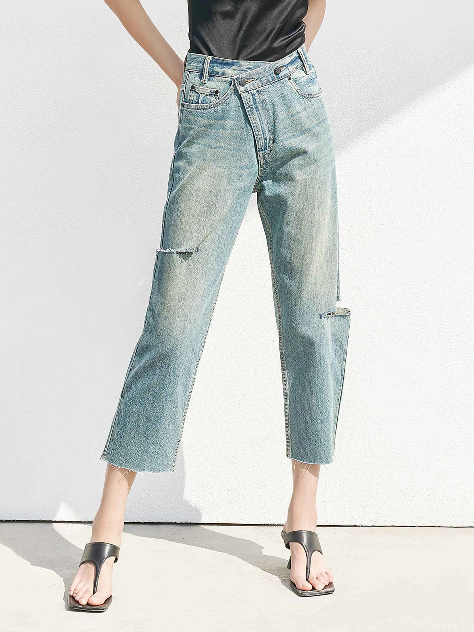 HOT SALE Cotton Cut-out Jeans Artist Vibe Smooth