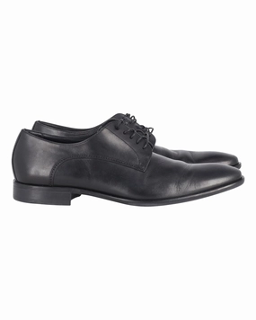 Hugo Boss Derby Lace-Up Formal Shoes in Black Leather Slim Profile Presentation Ready Fit Leather