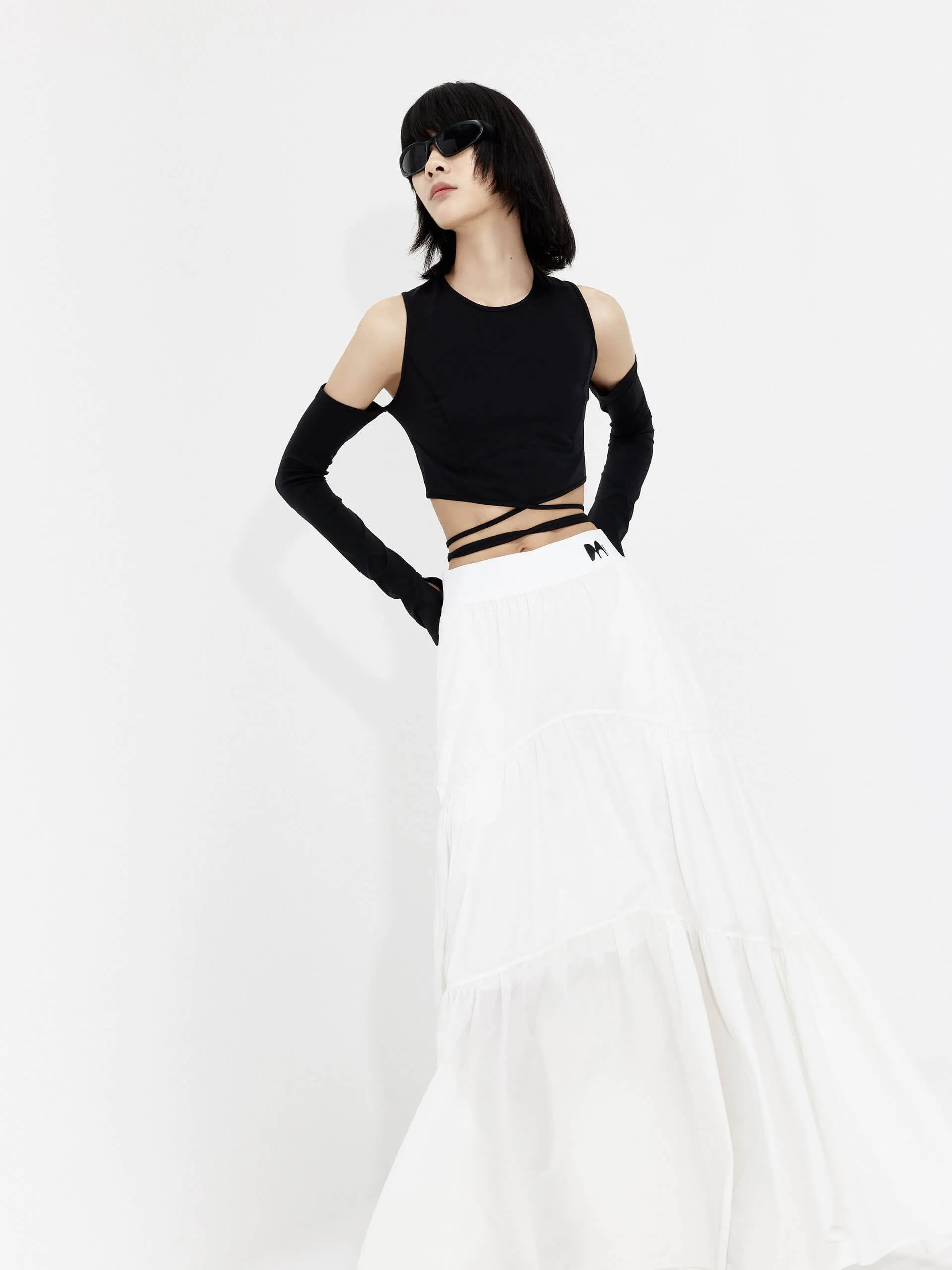 Athletic Cut Unisex style Deconstructed Strap Detail Top