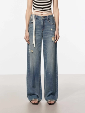 Daily Fashion Casual Friday Classic Printed Detail Straight Jeans