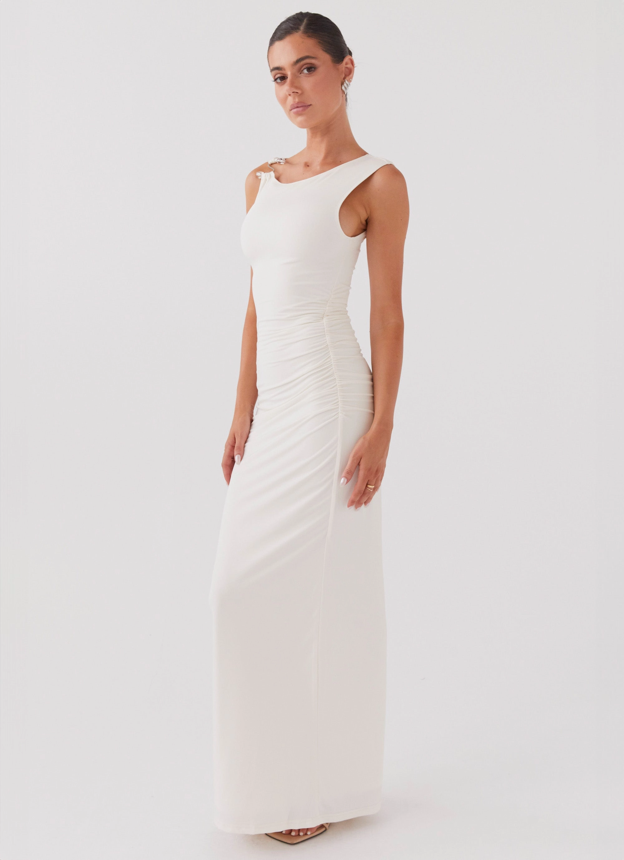 Wide Hemline In Bloom Maxi Dress - Ivory