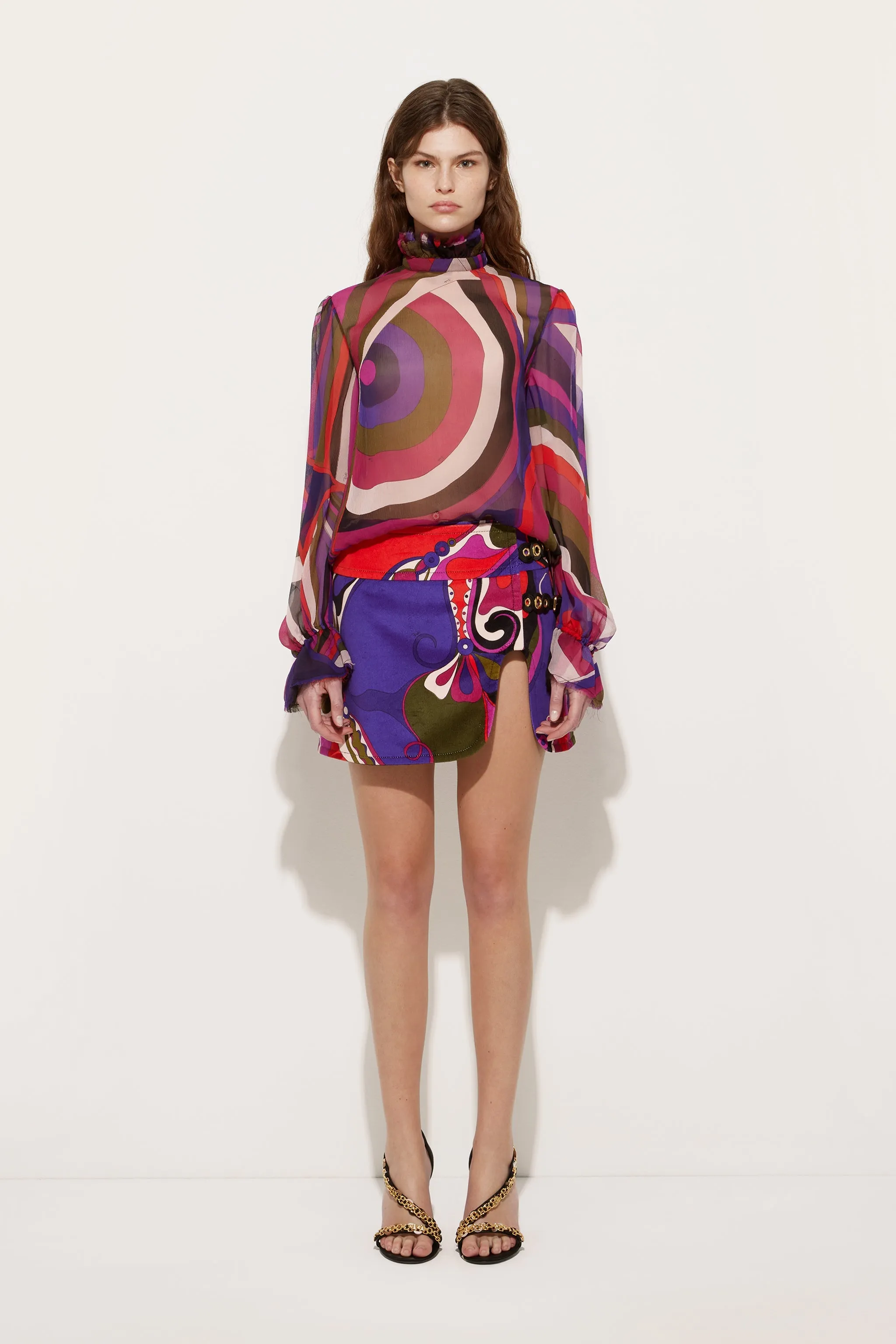 Iride Print Blouse with Balloon Sleeves Unisex style High-End Finish