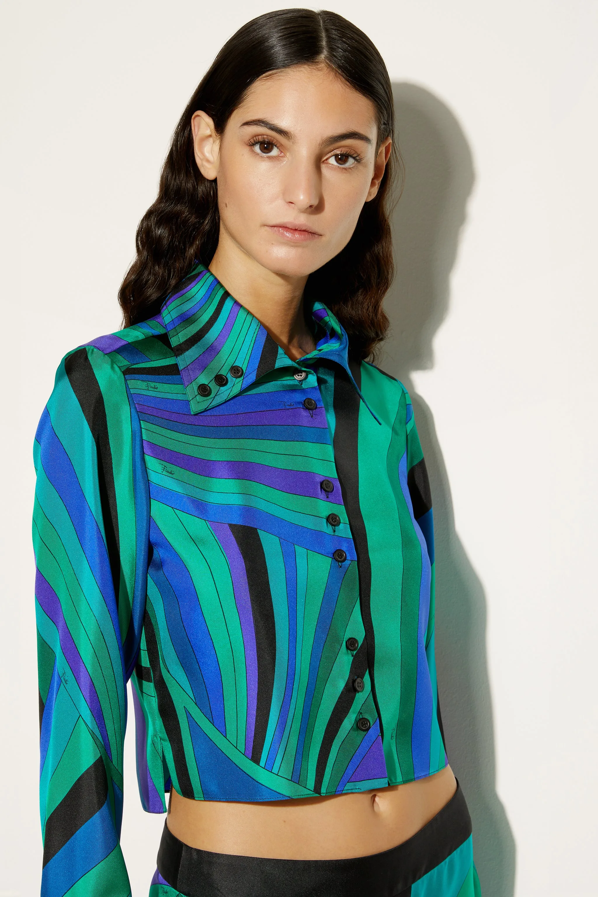 Iride Print Cropped Shirt Urban Trend