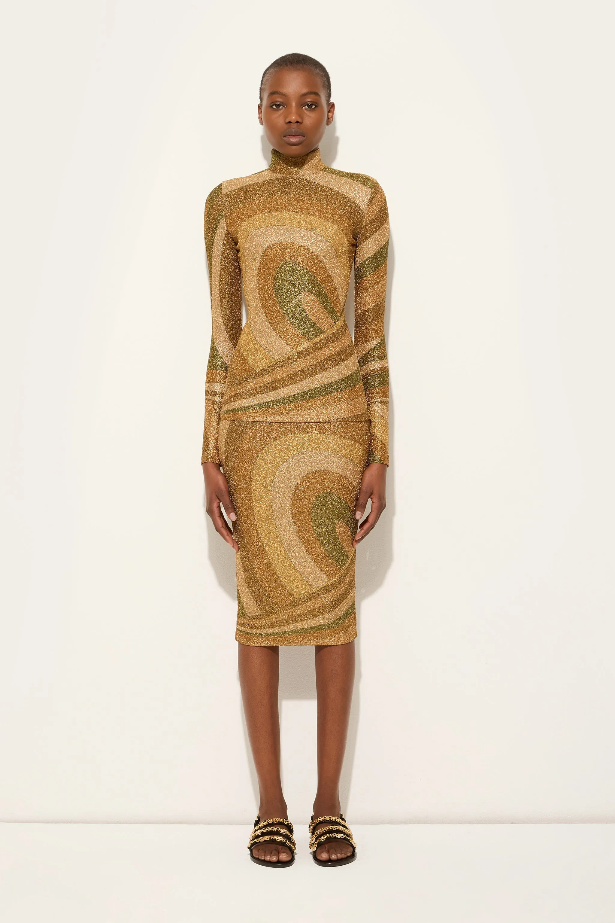 Durable Texture Wrinkle Free Care Iride Print Lam?? Jersey Top