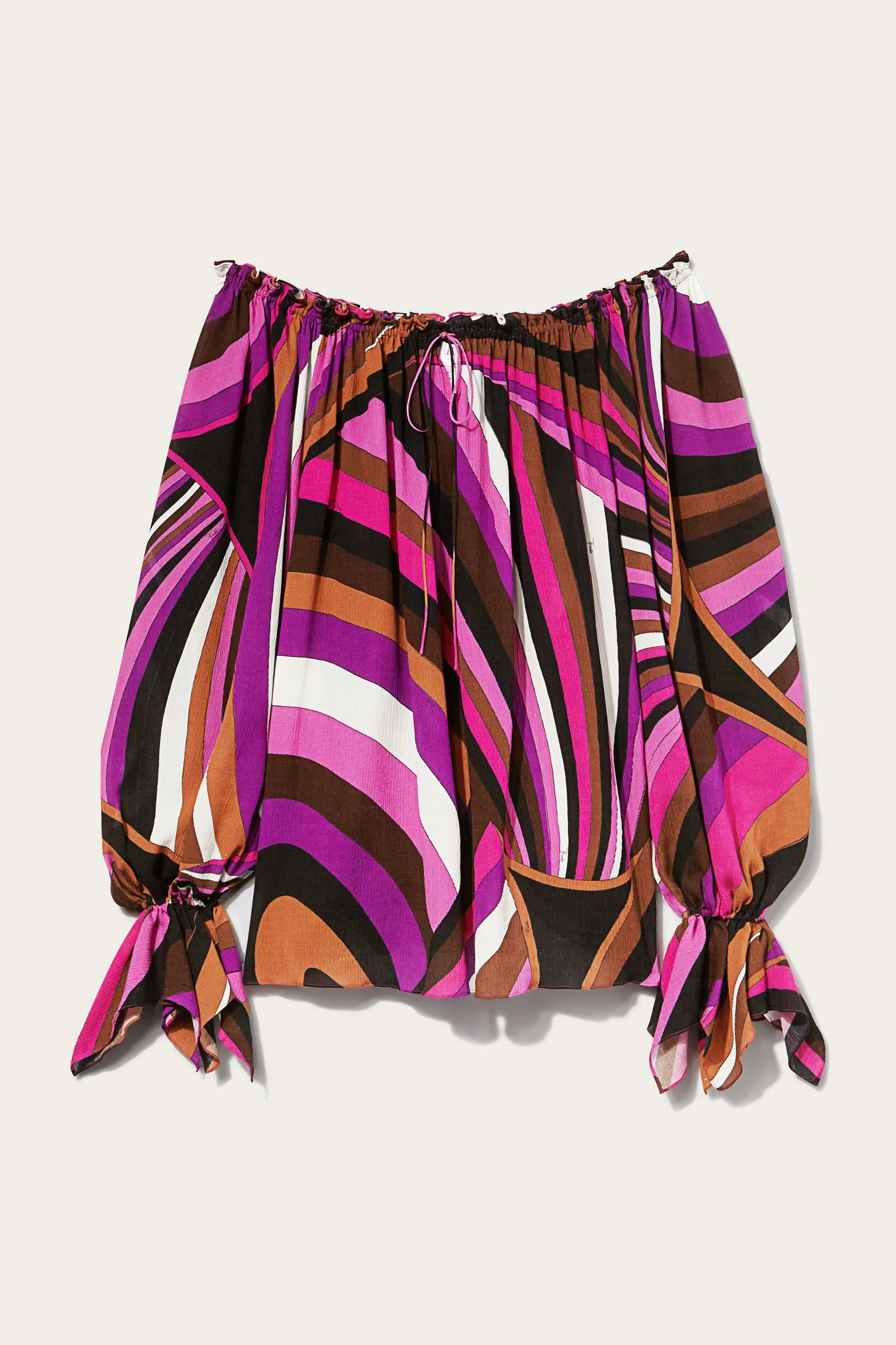 Iride-Print Off-Shoulder Top Polka Dot