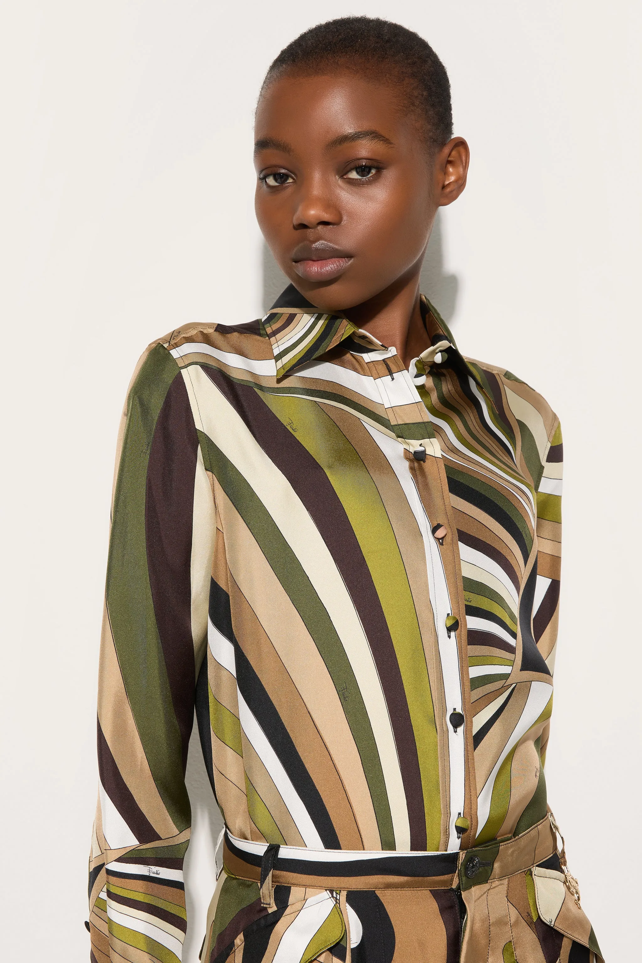 Iride Print Silk Shirt Sports Ready UV Protective Coating