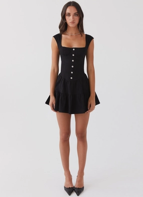 Isabella Denim Bustier Dress - Black Quiet Glow Evening Vibe