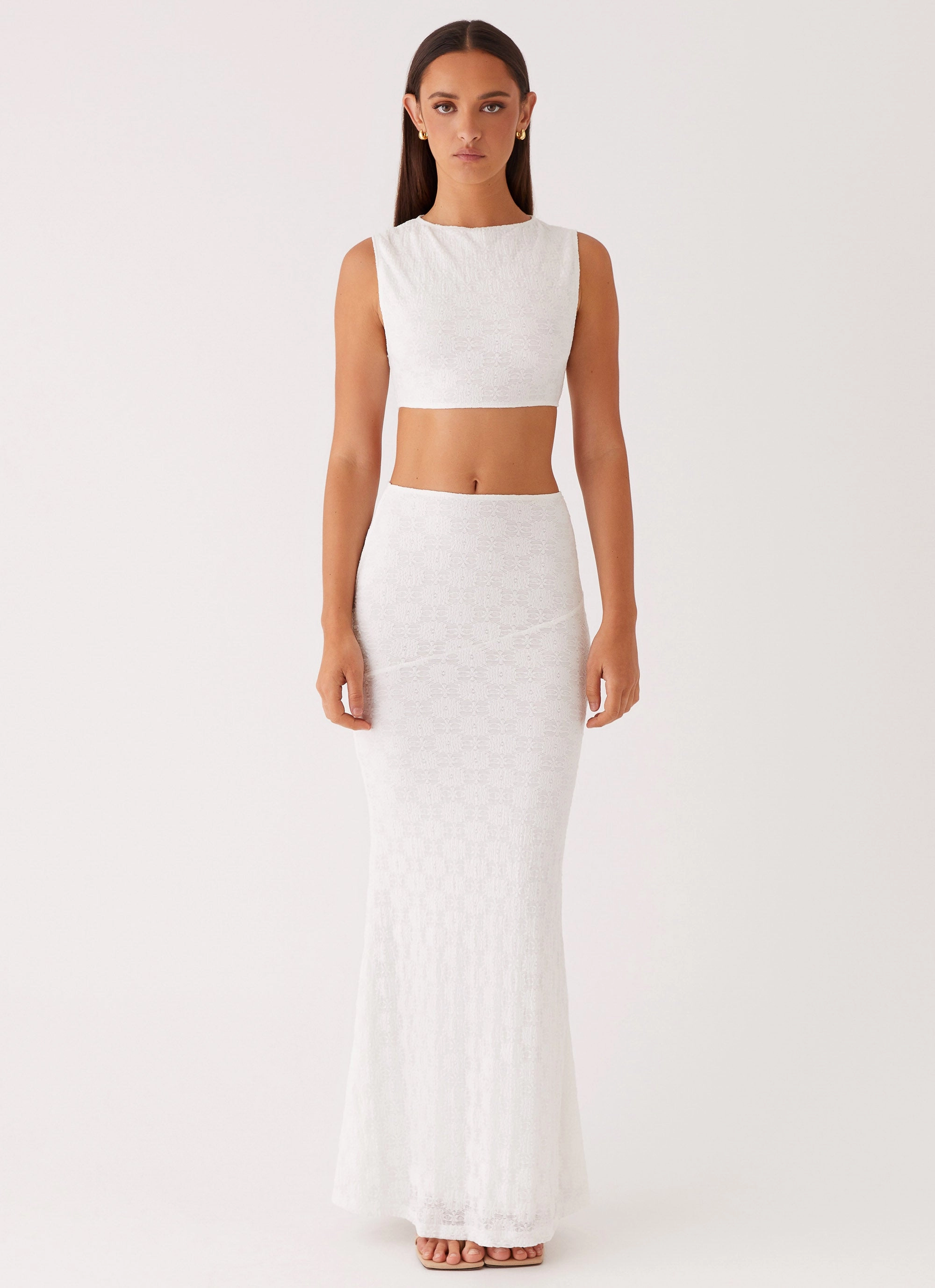 Clean Stitch Tailored Comfort Issey Crop Top - White