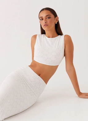 Issey Crop Top - White MoistureWickingTechnology