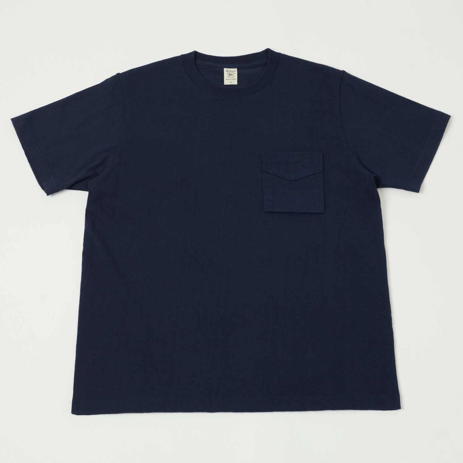 Soft Touch Texture Simple Layer Jackman Dotsume Pocket T-Shirt - Navy