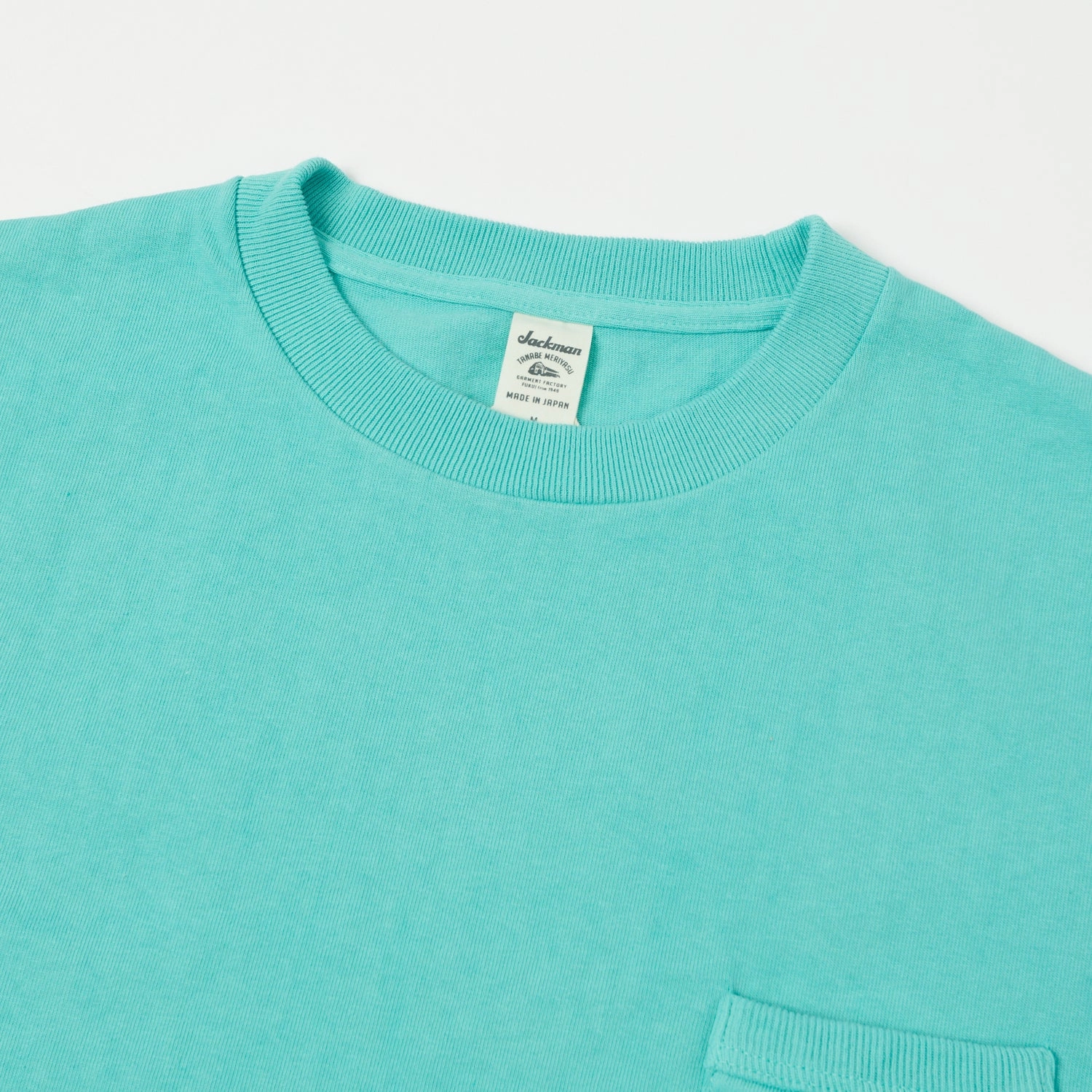 Matte Look All Purpose Wear Jackman Dotsume Pocket T-Shirt - Turquoise Blue