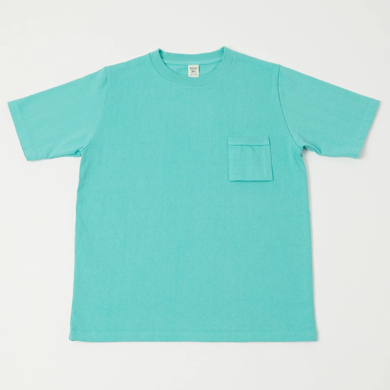 Jackman Dotsume Pocket T-Shirt - Turquoise Blue Tagless Comfort