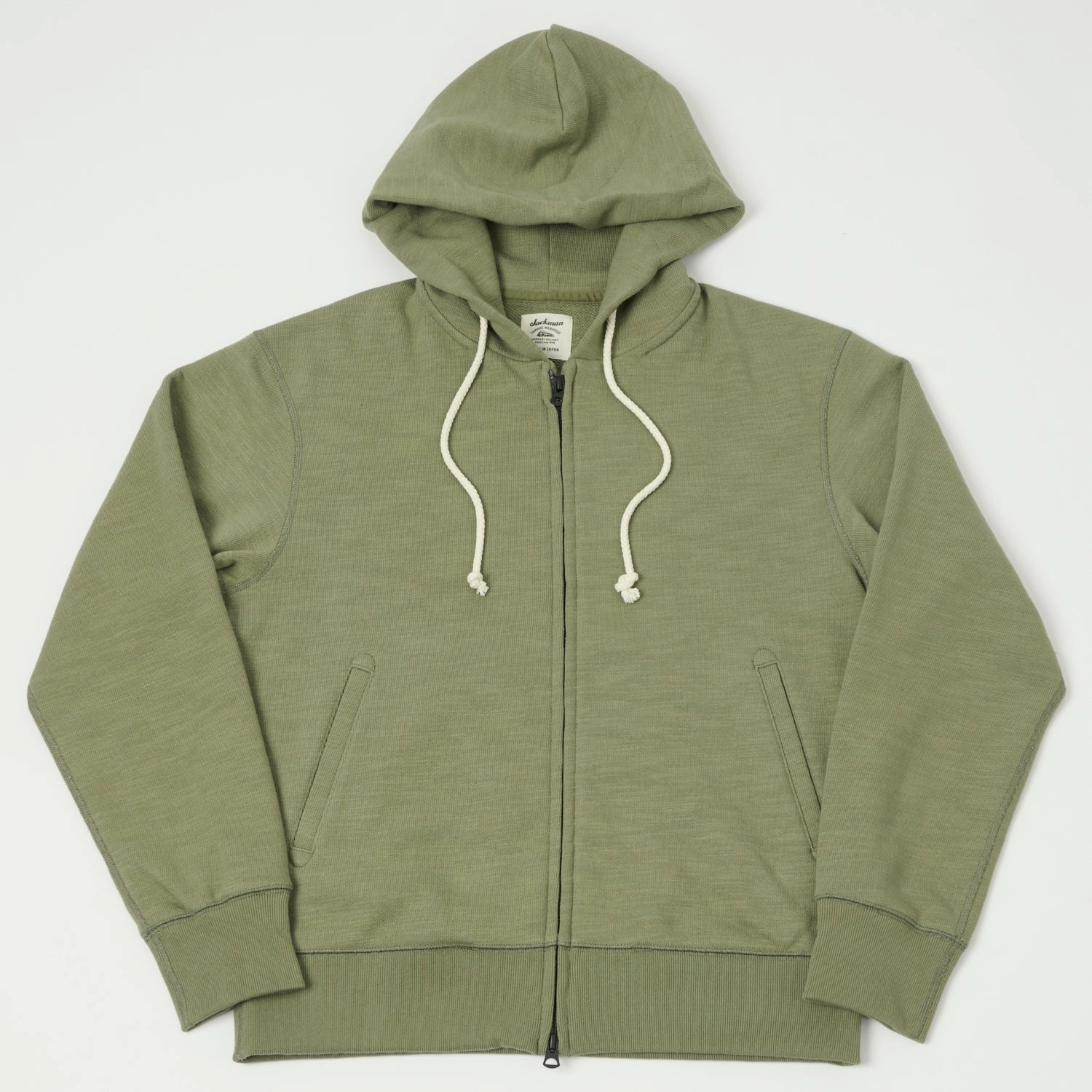 Jackman GG Zip Through Sweat Parka - Olive Layering Piece