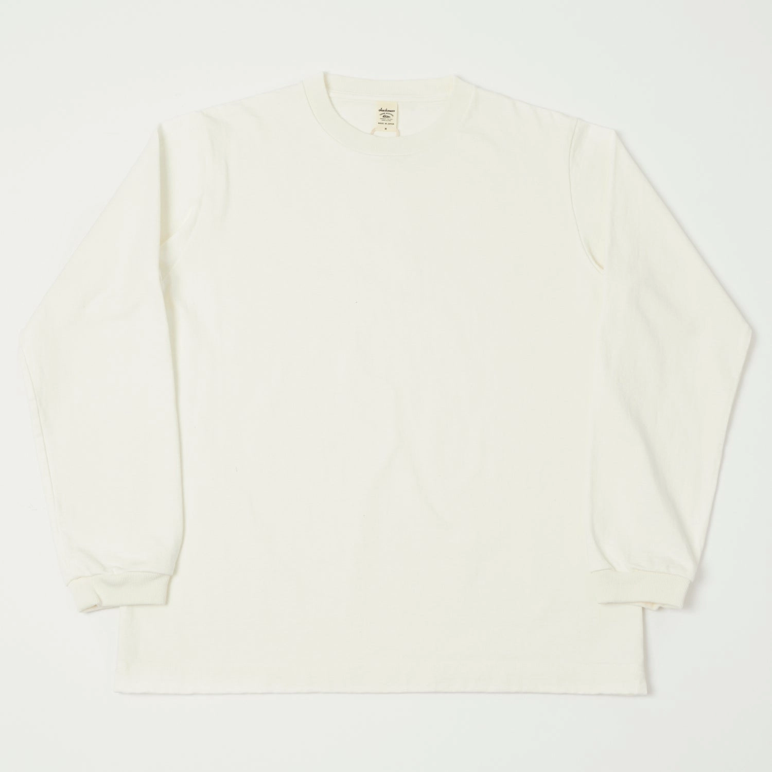 Jackman Long Sleeve Dotsume T-Shirt - Off White Casual Comfort Top Wrinkle Resistant Finish