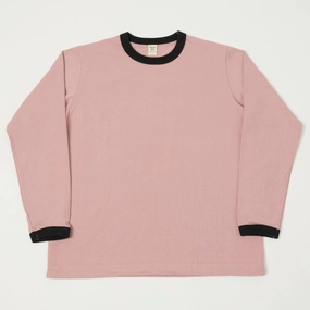 Timeless Layer Jackman Long Sleeve Dotsume T-Shirt - Old Rose/Black