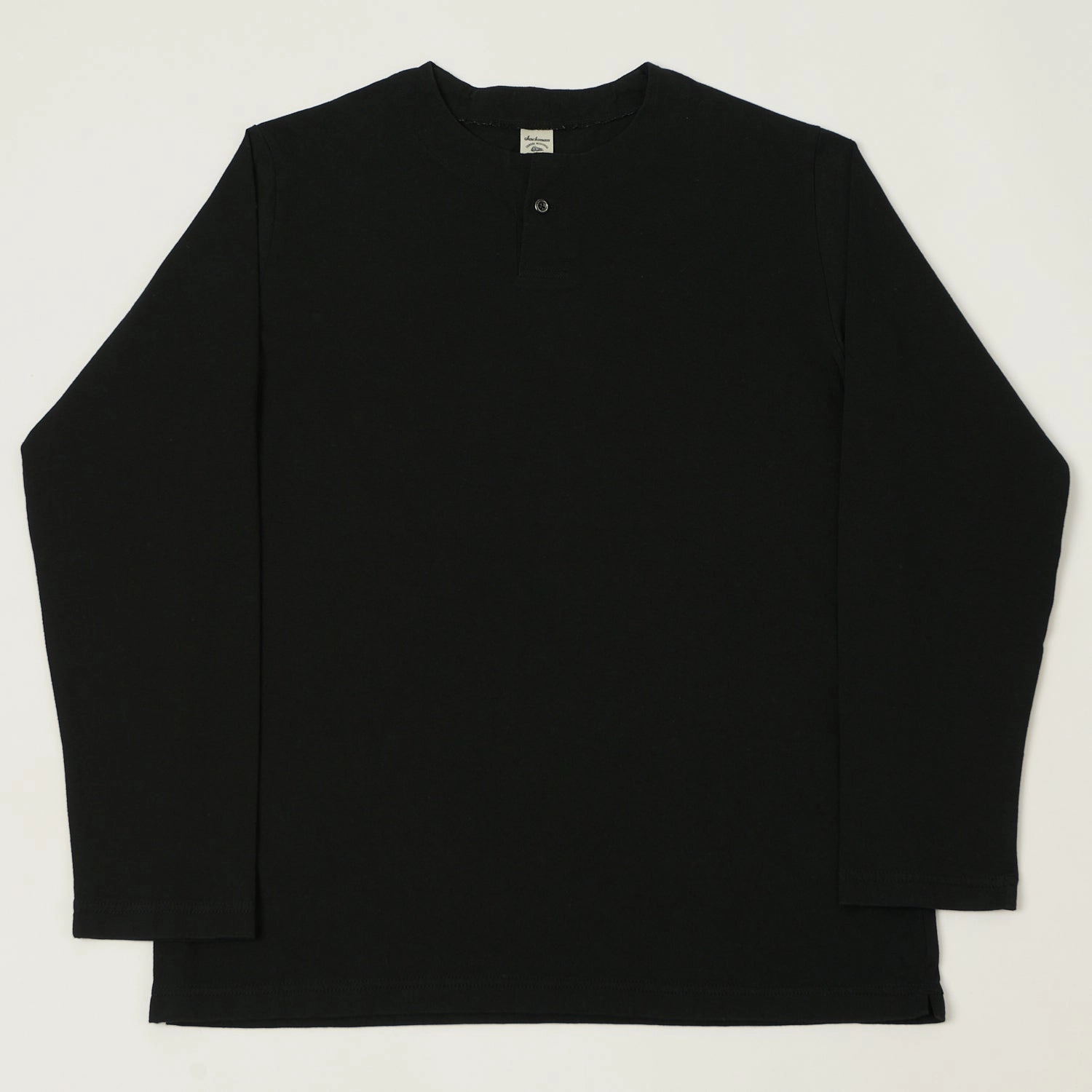 Jackman Long Sleeve Henley - Black Soft Brushed Finish Street Casual