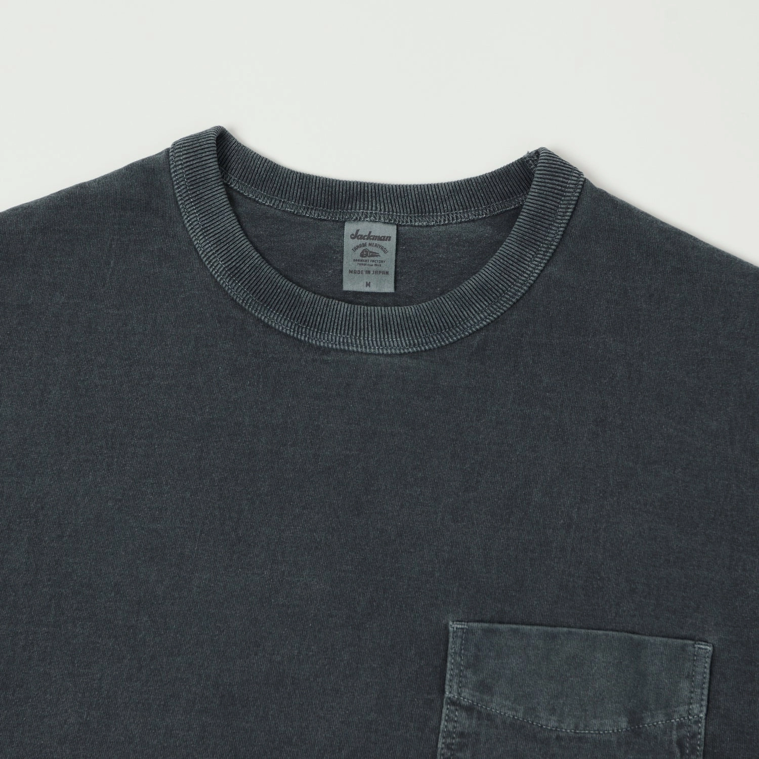 Jackman Pigment Dye Pocket T-Shirt - Fade Blue Grey Soft Layers Effortless Vibe