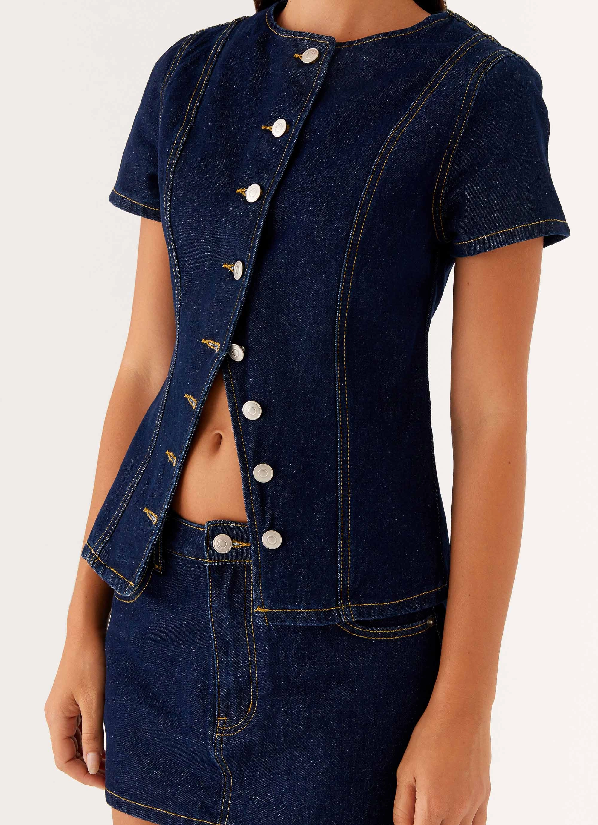 budget-friendly Sharp Look Jagger Top - Indigo