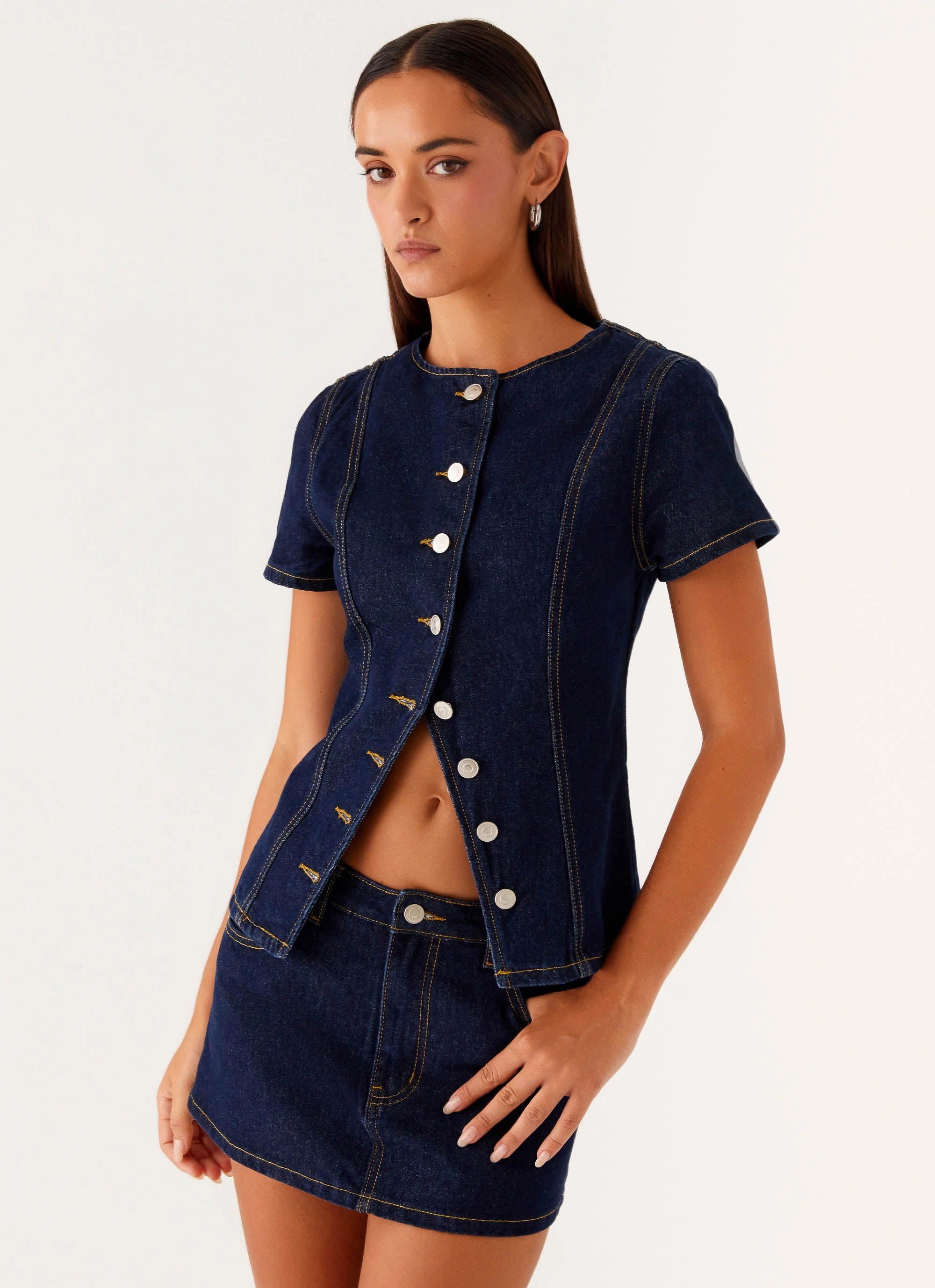 Smooth silhouette Jagger Top - Indigo