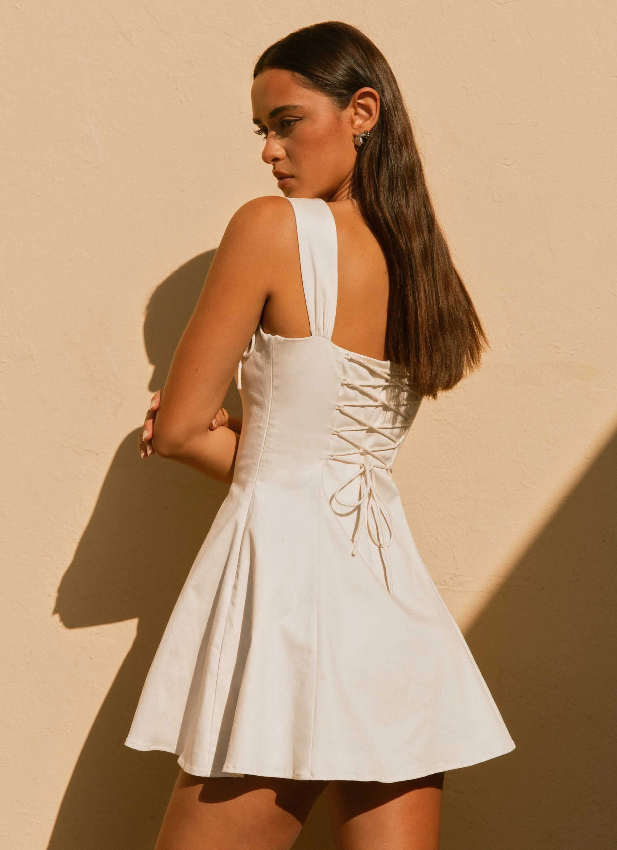 Lace Fine Jamaya Tie Mini Dress - Ivory