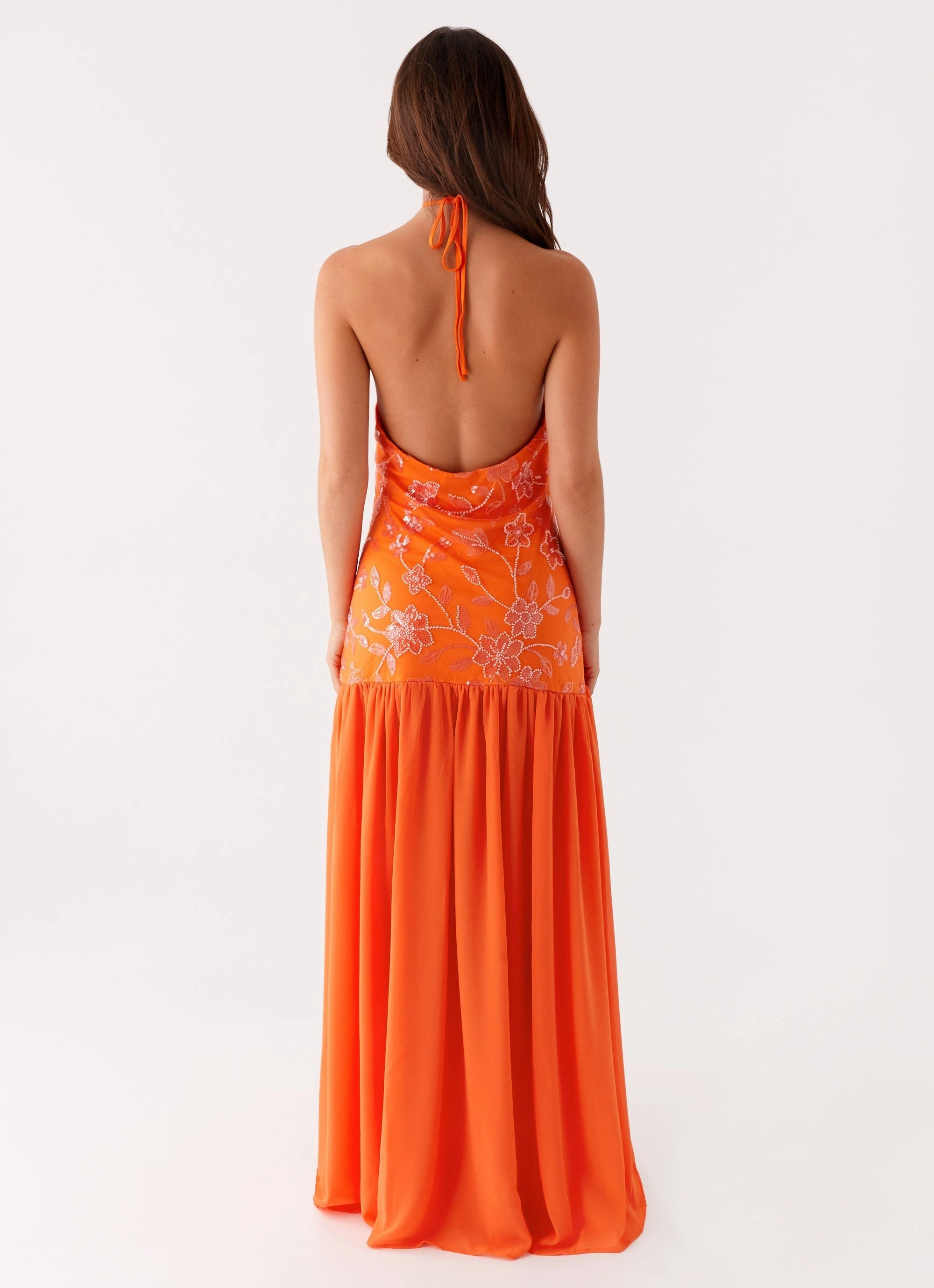 Janelle Beaded Maxi Dress - Orange Stylish day dress Smooth Layers