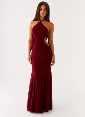 Dreamy Flow Silky Layer Jemima Maxi Dress - Raspberry Wine