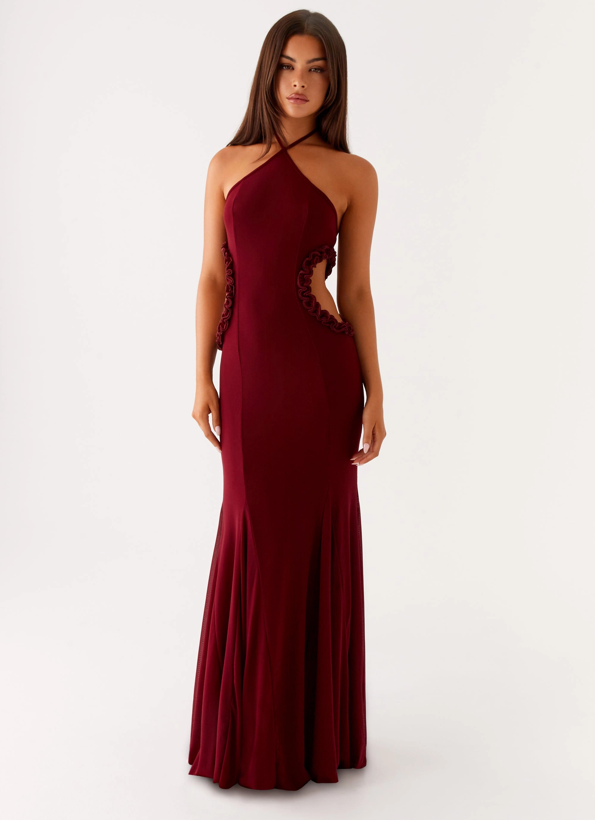 Dreamy Flow Silky Layer Jemima Maxi Dress - Raspberry Wine