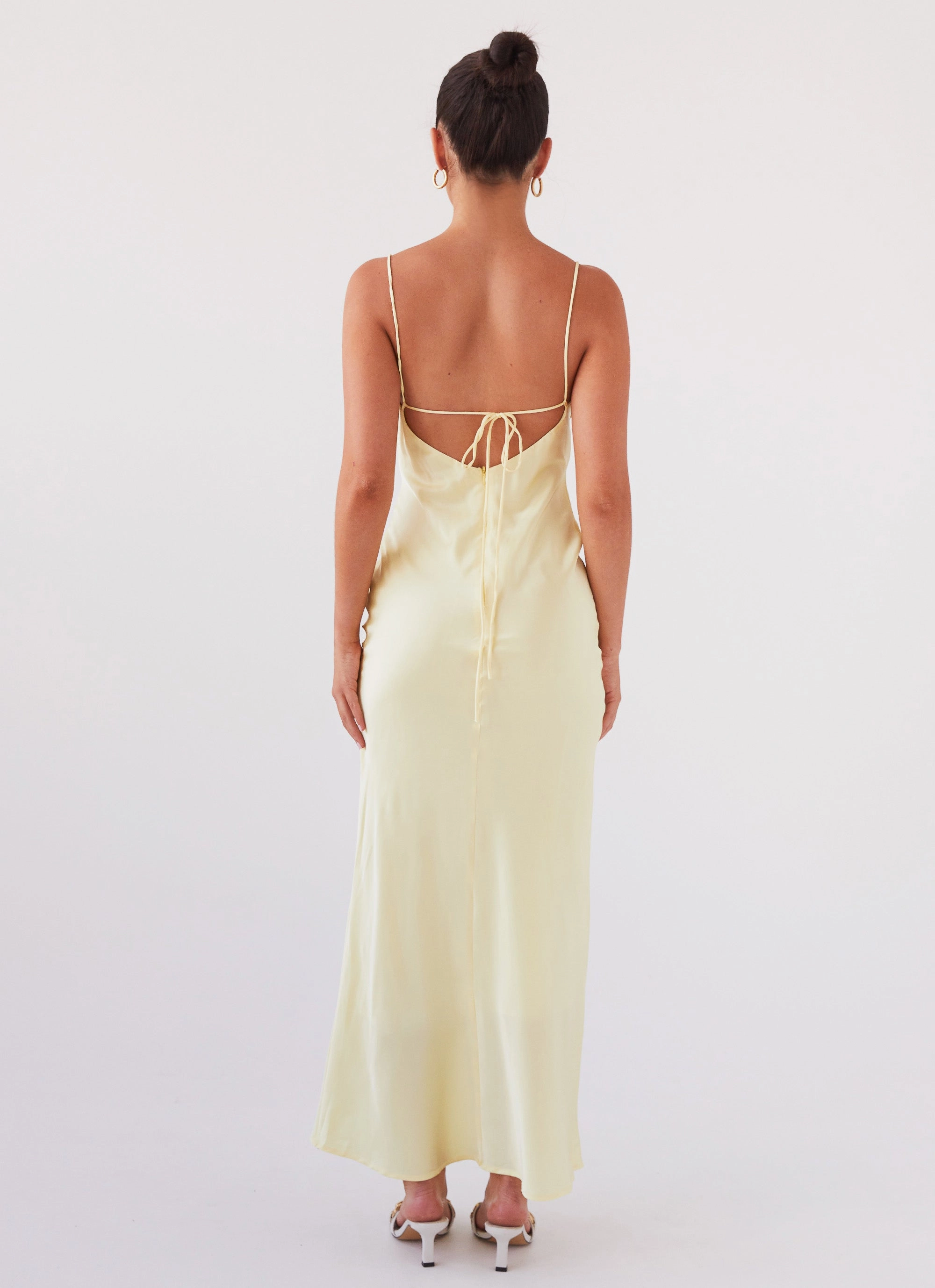 Mood Focused Joanna Satin Maxi Dress - Lemon