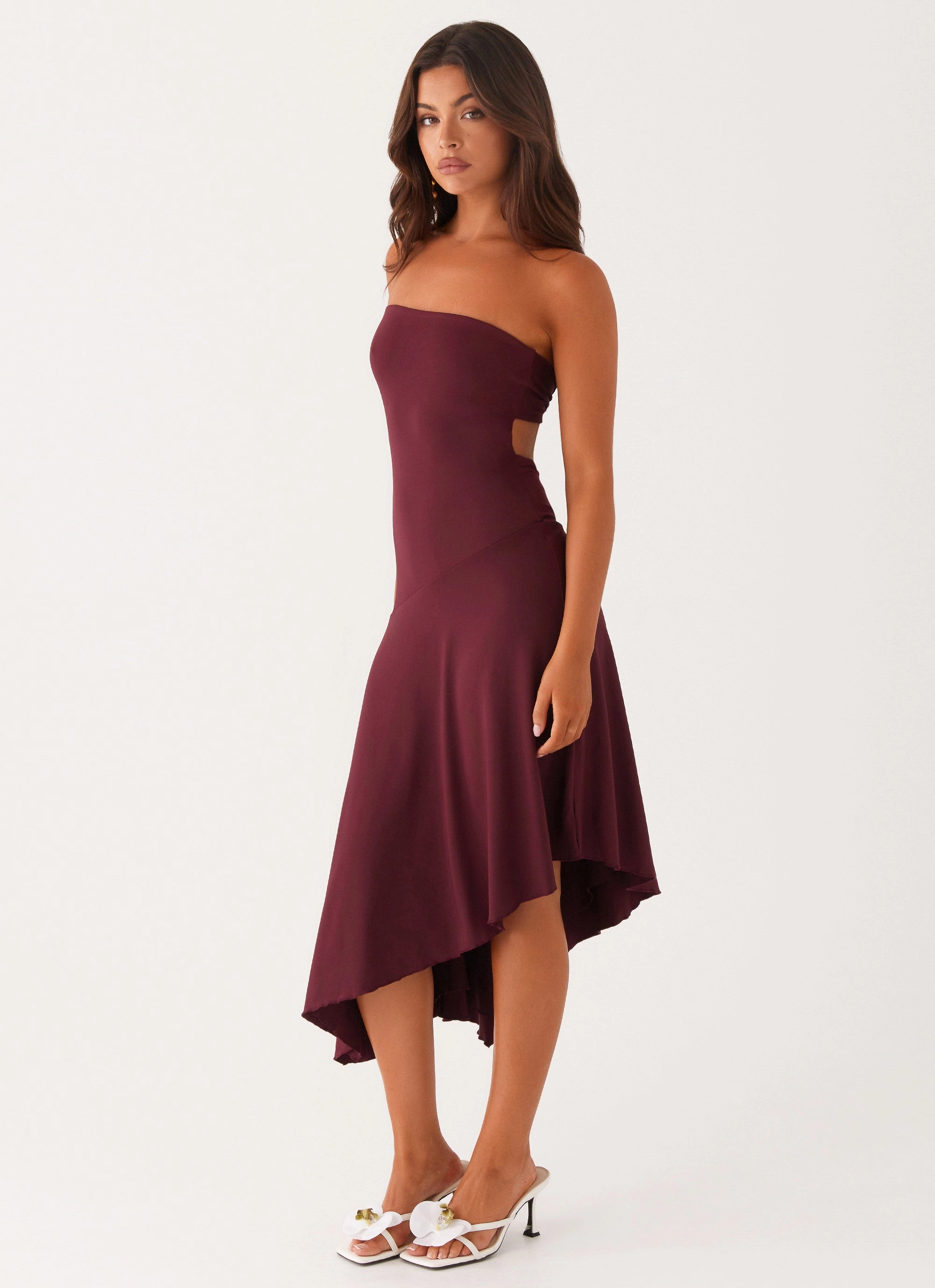 Juliana Midi Dress - Mulberry Cinched-Waist Daily Movement