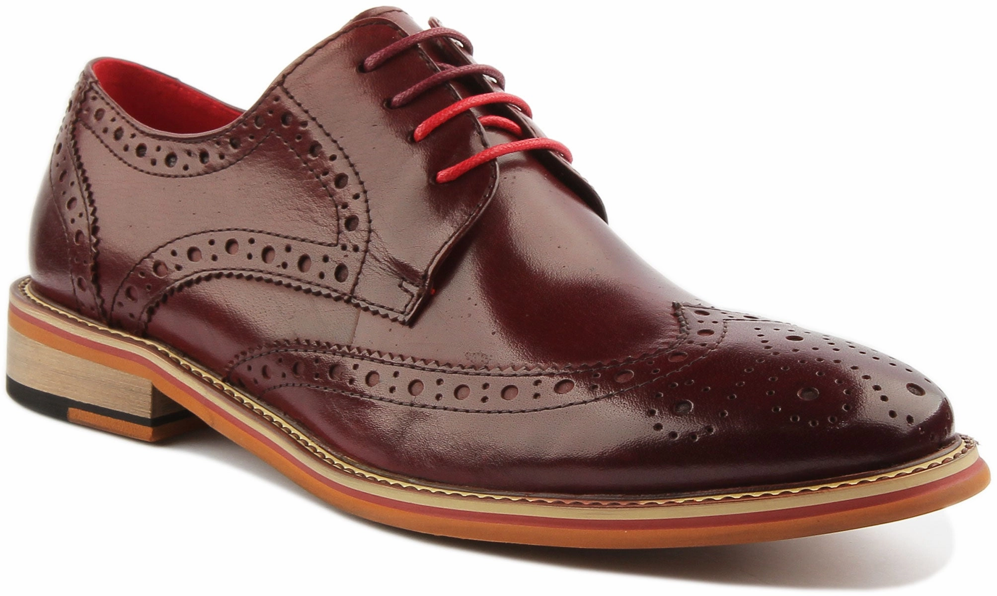 Brogue Detailing Justin Reece England Dover In Wine