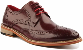 Brogue Detailing Justin Reece England Dover In Wine