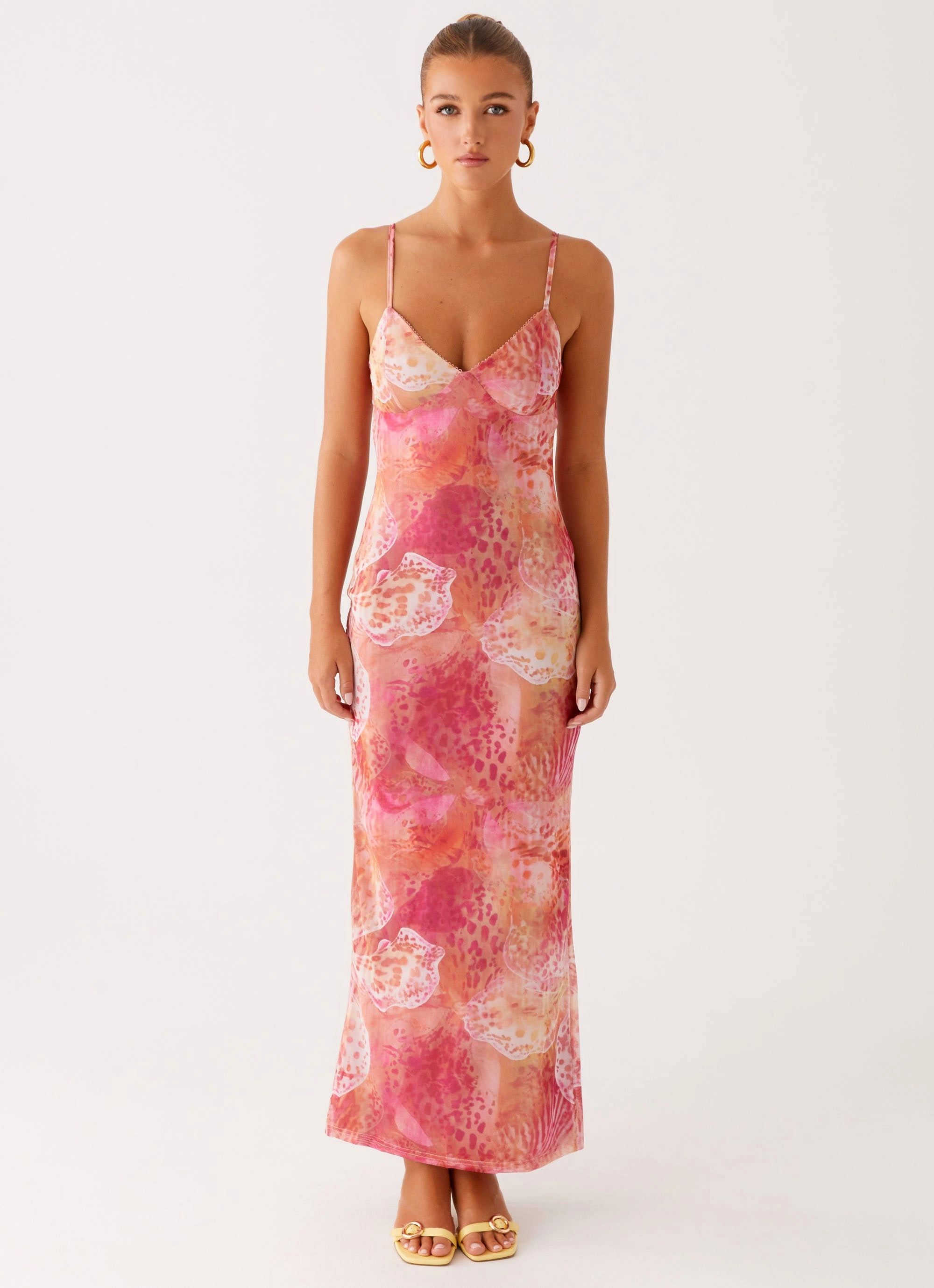 Date Vibe Kasey Midi Dress - Flamingo Fling