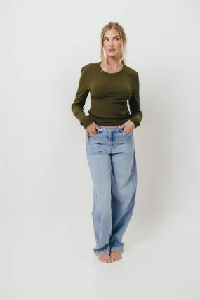 Kathy Long Sleeve Tee in Olive Stay Warm Relaxed Cut