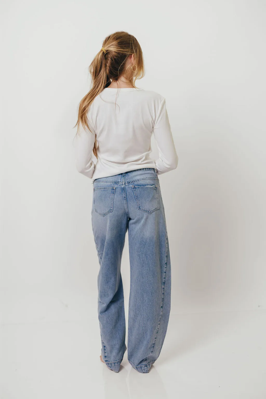 Machine Washable Design Kathy Long Sleeve Tee in White