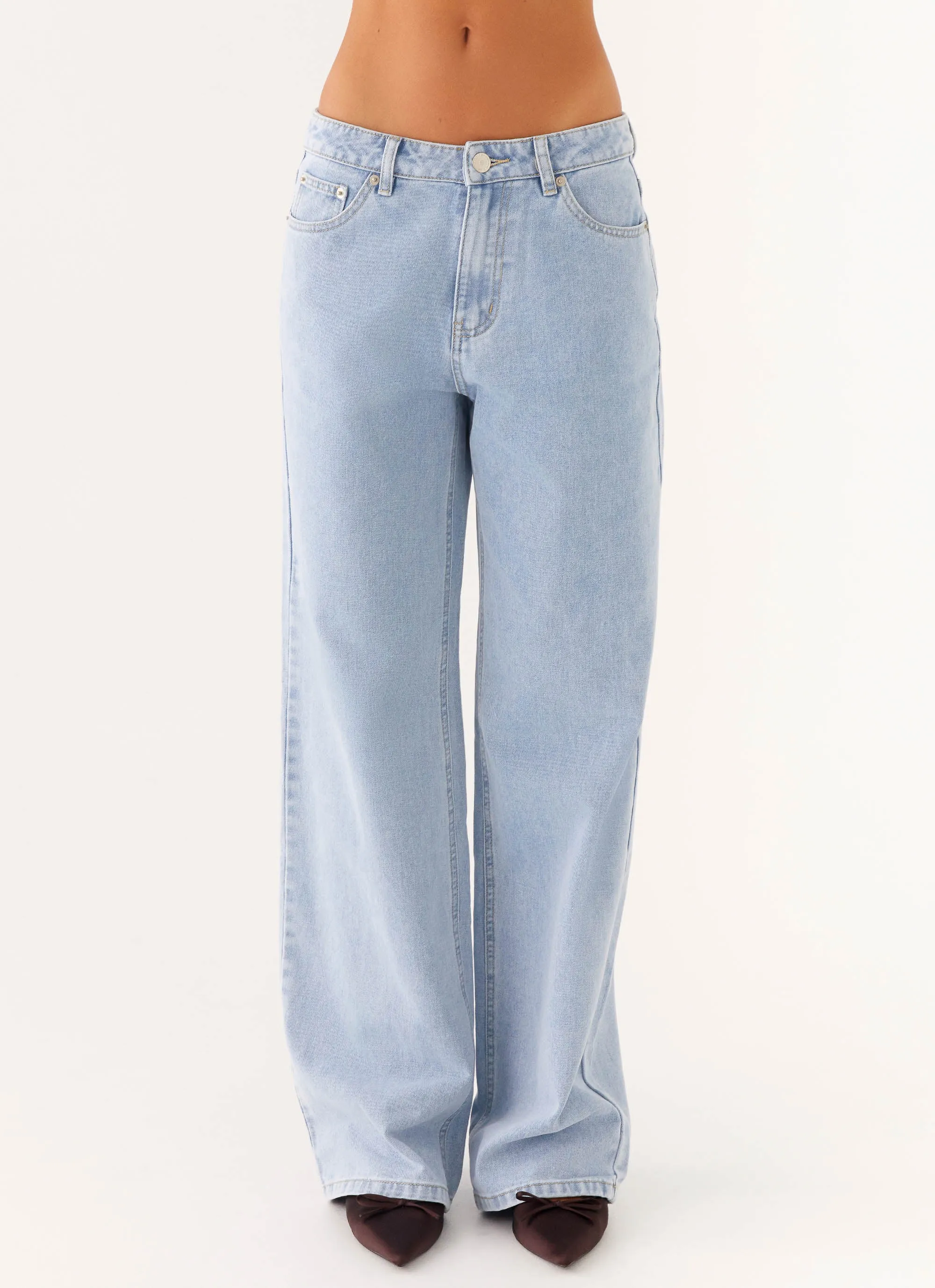 Simple Utility Keanna Low Rise Denim Jeans - Sky