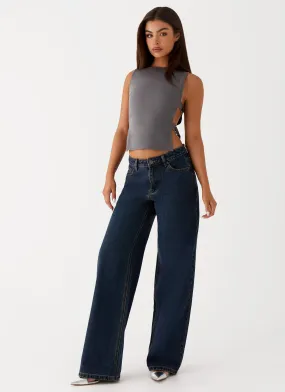 Keanna Low Rise Denim Jeans - Washed Denim Nature Lover Party Look