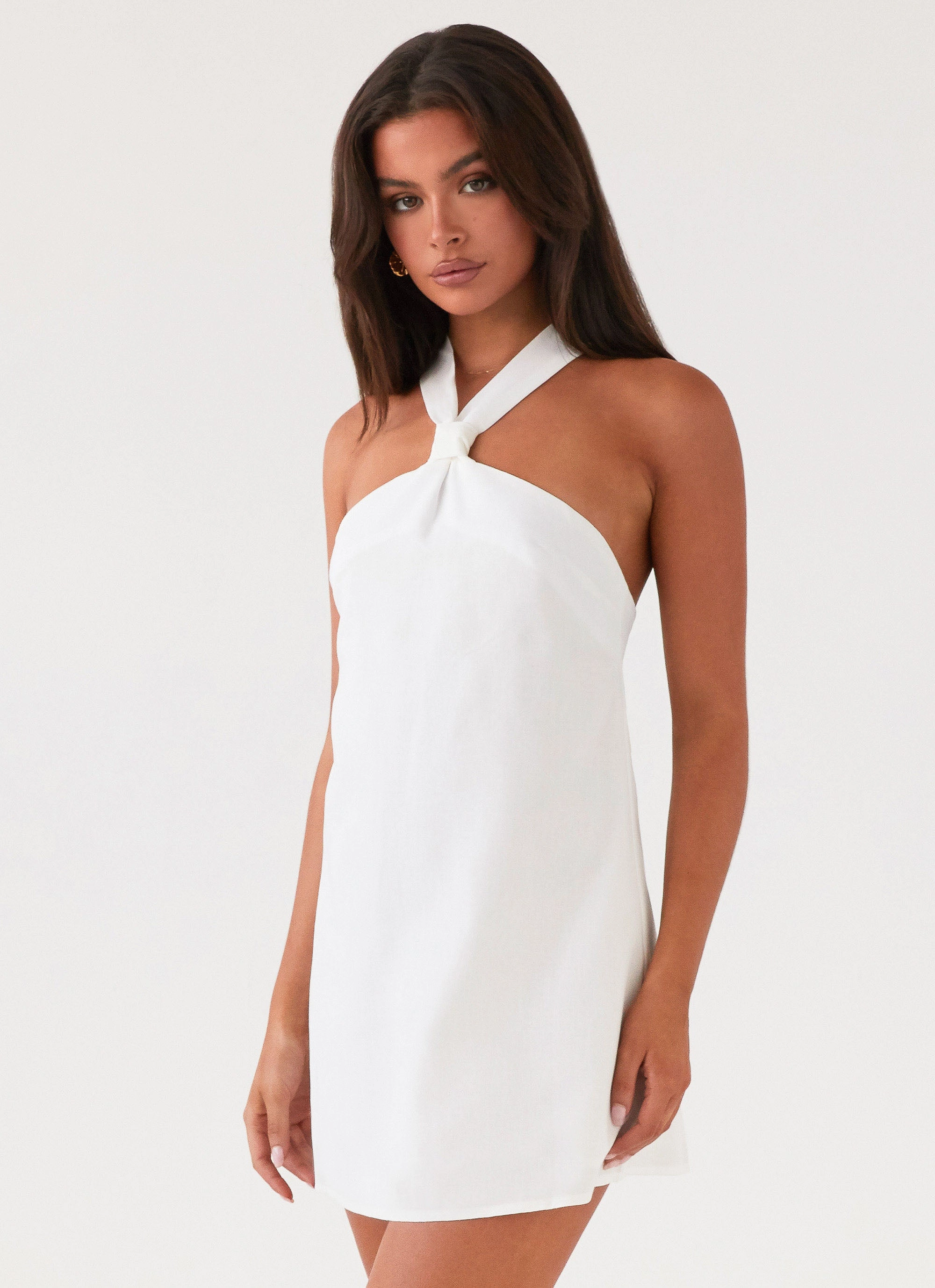 Keira Linen Mini Dress - White Active Moments Removable-Straps