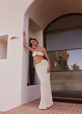 Kelcie Rose Crochet Maxi Skirt - Ivory Soft Harmony Bold Design
