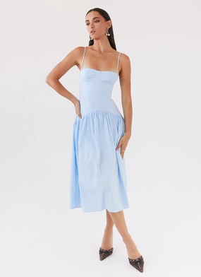 Yvette Corset Midi Dress - Blue Airy Touch