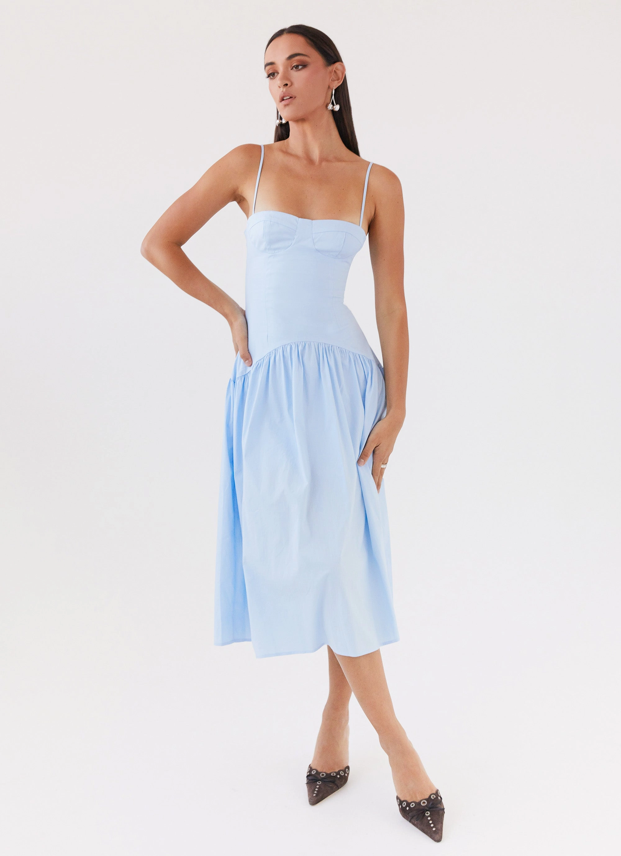 Yvette Corset Midi Dress - Blue Airy Touch
