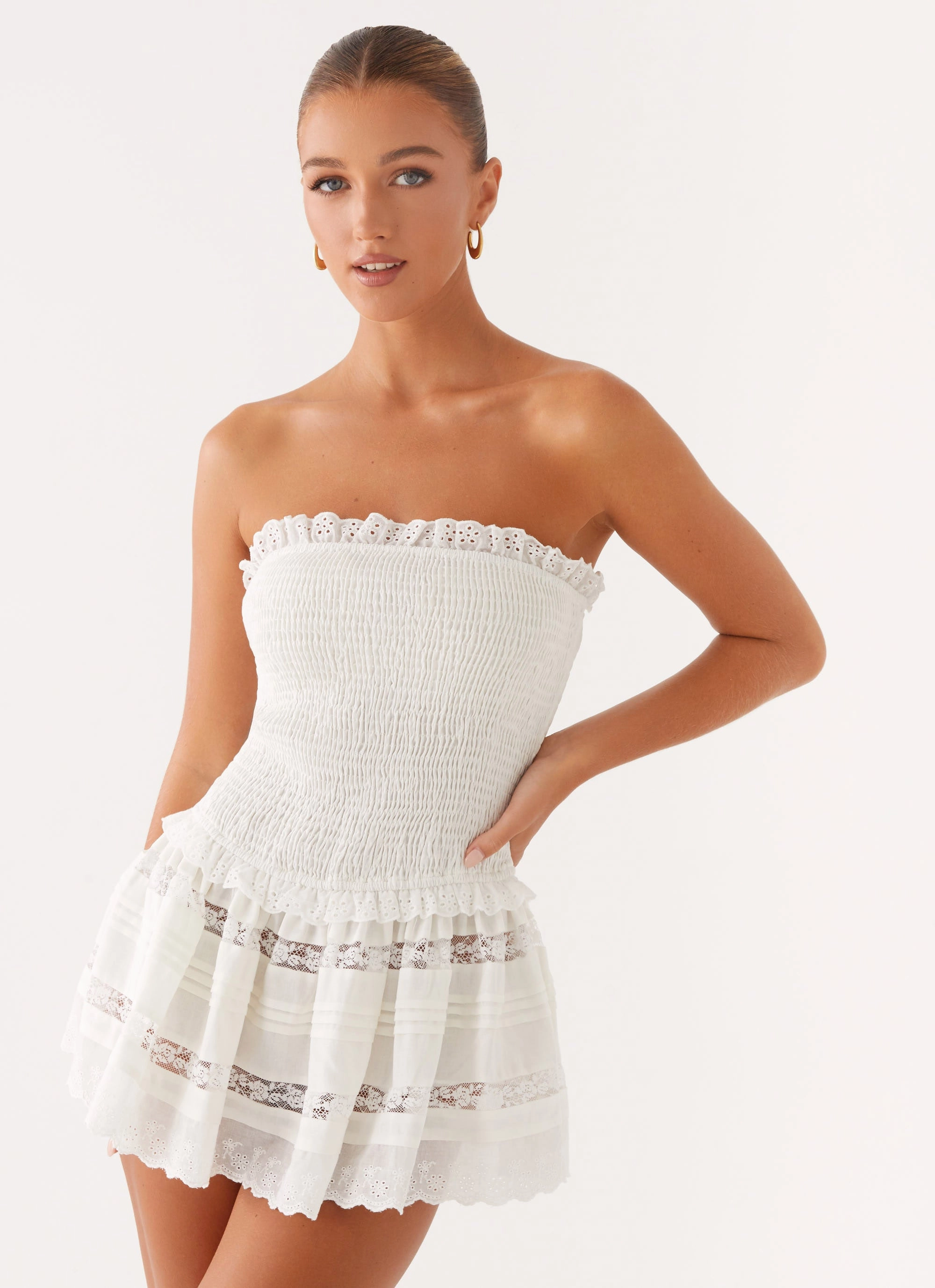 Kimia Mini Dress - White EcoFriendlyDye