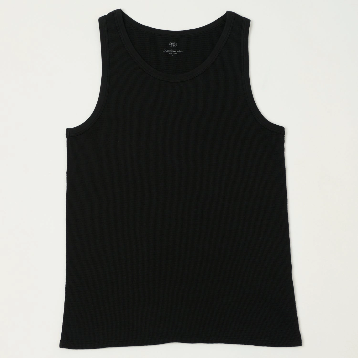 Flexible Collar Sport Performance Knickerbocker Box Knit Tank - Black