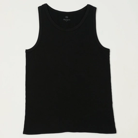 Flexible Collar Sport Performance Knickerbocker Box Knit Tank - Black