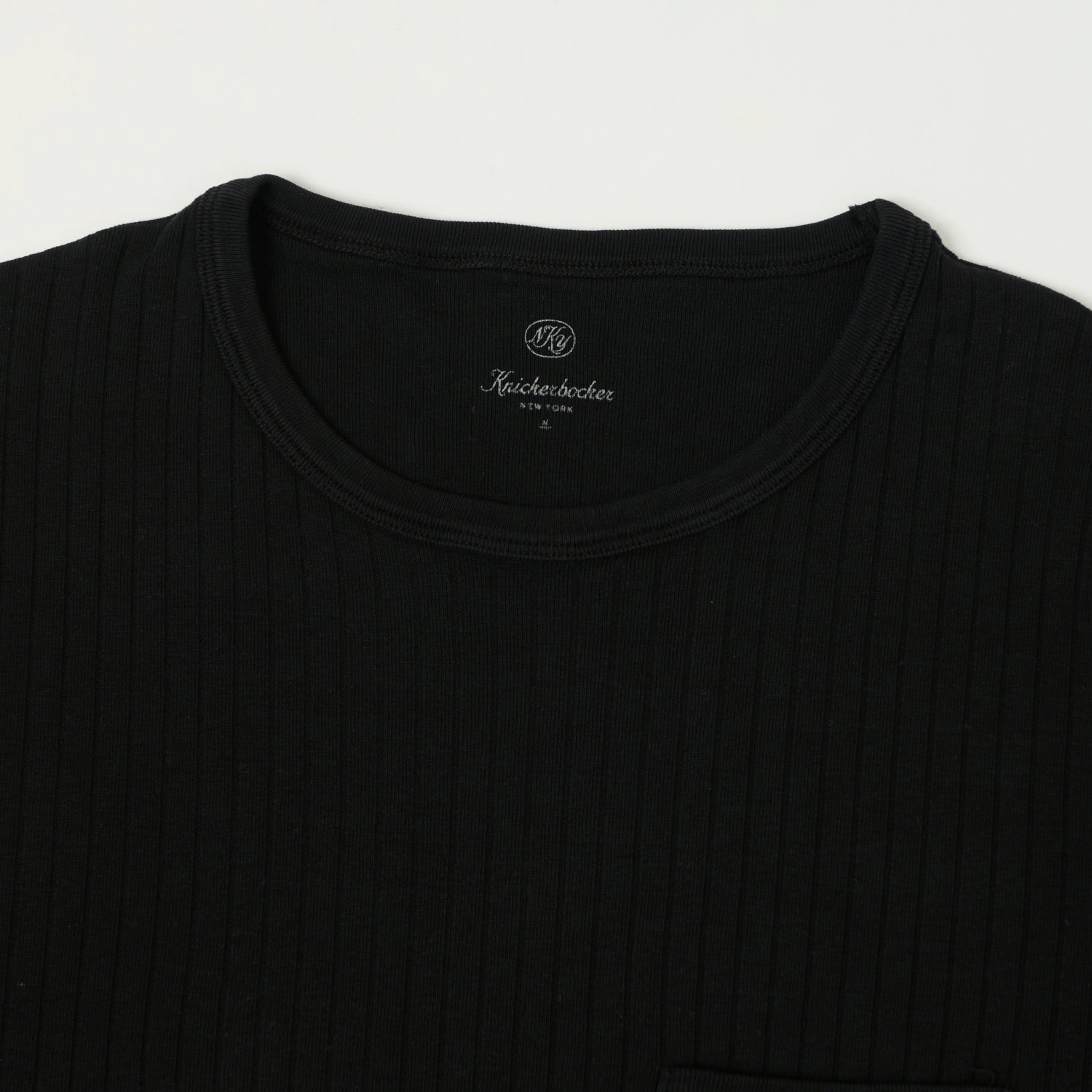Street Casual Knickerbocker Rib Pocket T-Shirt - Black